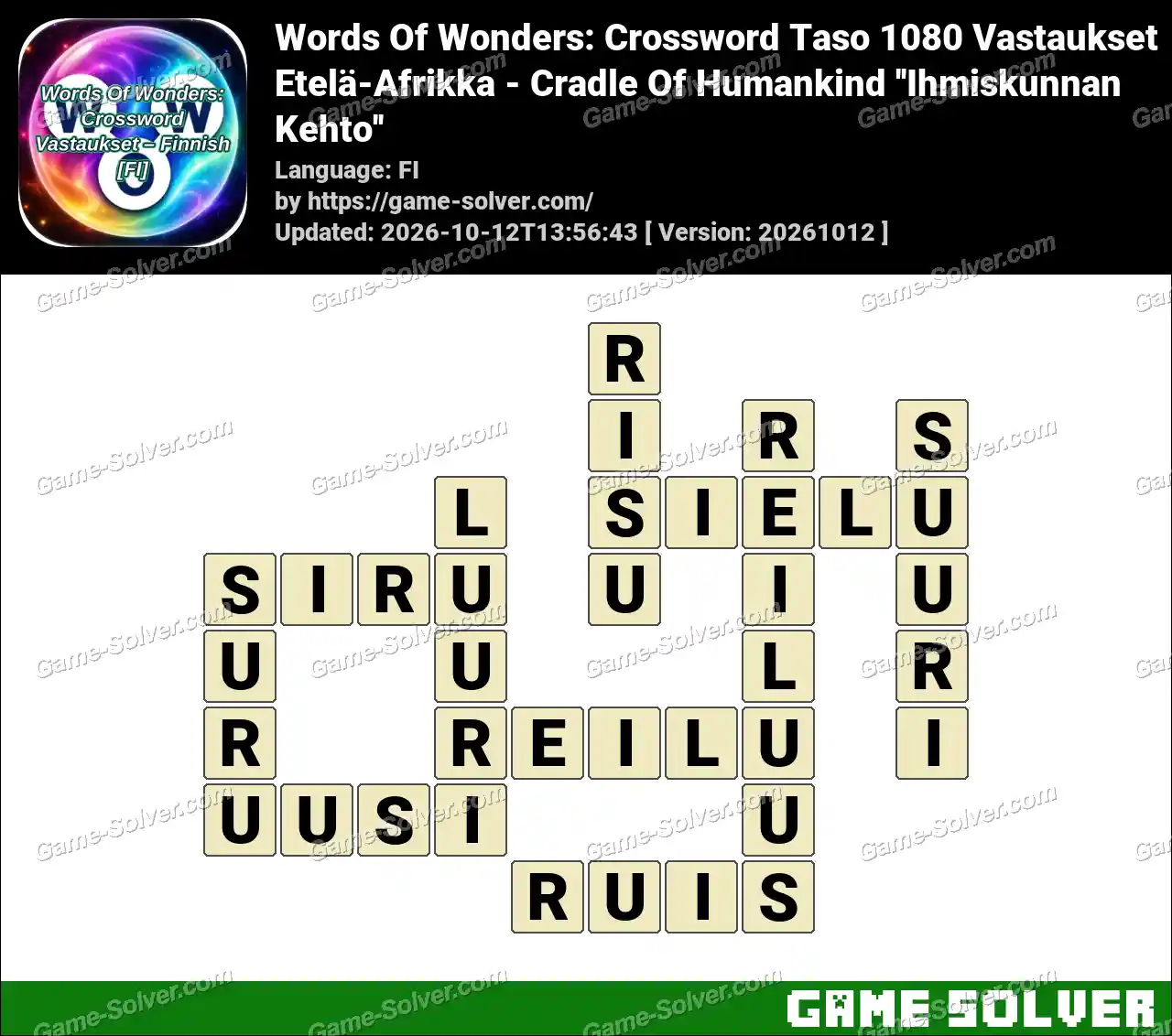 Words Of Wonders: Crossword Taso 1080 Vastaukset – Etelä-Afrikka – Cradle Of Humankind ”Ihmiskunnan Kehto”